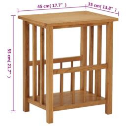 Berkfield Home Magazine Table 45x35x55 cm Solid Oak Wood in Brown - Size: 45 x 35 x 55 cm - thumbnail 6