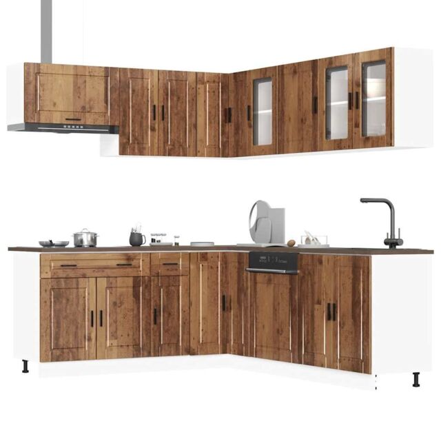 Berkfield Home 11 Piece Kitchen Cabinet Set Porto Old Wood Engineered Wood in Brown - image 1
