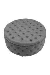 Living and Home 75cm W Tufted Round Cocktail Footstool in Grey - thumbnail 5