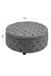 Living and Home 75cm W Tufted Round Cocktail Footstool in Grey - thumbnail 6