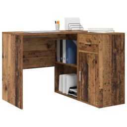 Berkfield Home Corner Desk Old Wood 102x88x75 cm Engineered Wood in Cream - Size: 102 x 88 x 75 cm - thumbnail 3