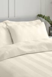 Catherine Lansfield 'So Soft Satin Stripe' Duvet Cover Set in Cream - Size: Super King - thumbnail 2
