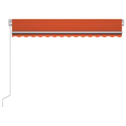 Berkfield Home Manual Retractable Awning with LED 300x250 cm Orange & Brown - thumbnail 4