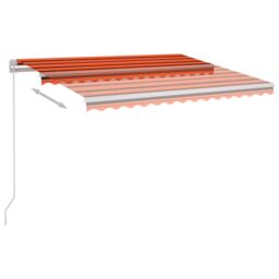 Berkfield Home Manual Retractable Awning with LED 300x250 cm Orange & Brown - thumbnail 3