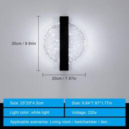 Goeco Indoor LED Wall Light, Black, 12 W, Round LED Wall Lamp, 6500 K in Black - thumbnail 4