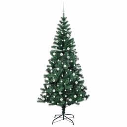 Berkfield Home Elegant Artificial Pre-lit Christmas Tree Green 240 cm PVC & Metal - thumbnail 4