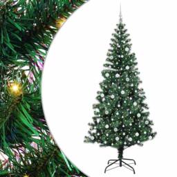 Berkfield Home Elegant Artificial Pre-lit Christmas Tree Green 240 cm PVC & Metal - thumbnail 3