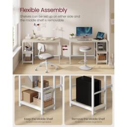 VASAGLE Modern Computer Desk Office Table Study Bedroom Living Room in Beige - thumbnail 3