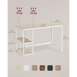 VASAGLE Modern Computer Desk Office Table Study Bedroom Living Room in Beige - thumbnail 2