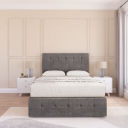 "Sloomy California Naples Bed Set, 4 Drawers, Mattress & 54"" Headboard in Dark Grey - Size: Double" - thumbnail 2