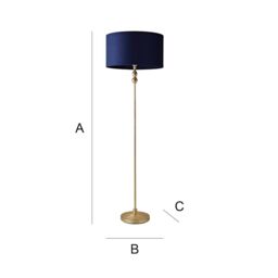 ValueLights Maggie Gold Candlestick Floor Lamp with Velvet Lamp Shade & LED Bulb in Navy - thumbnail 7