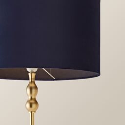 ValueLights Maggie Gold Candlestick Floor Lamp with Velvet Lamp Shade & LED Bulb in Navy - thumbnail 4