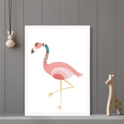 ARTZE Flamingo Tribal Animal Framed Print SIZE: A2 with White Frame in Pink - Size: A4 - thumbnail 2