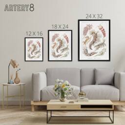 "Artery8 Nudibranch Sea Slug Molluscs Haeckel Botanical Framed Canvas Wall Art in White - Size: W12"" x H16""" - thumbnail 4