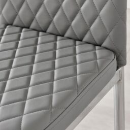 FurnitureboxUK Set of 4 Milan High Back Soft Touch Diamond Pattern Faux Leather Dining Chairs With Silver Chrome Metal Legs in Grey - thumbnail 4