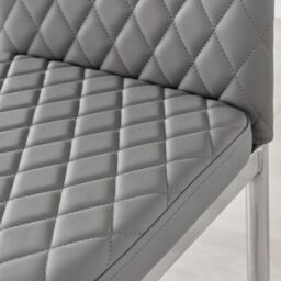 FurnitureboxUK Set of 4 Milan High Back Soft Touch Diamond Pattern Faux Leather Dining Chairs With Silver Chrome Metal Legs in Grey - thumbnail 7