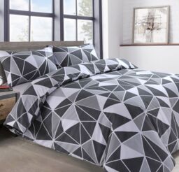 Velosso Saxton Twin Pack Set Duvet Cover & Pillowcase Set - Printed Cotton Rich in Grey - Size: Single - thumbnail 1