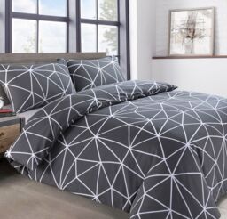 Velosso Saxton Twin Pack Set Duvet Cover & Pillowcase Set - Printed Cotton Rich in Grey - Size: Single - thumbnail 2