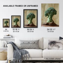 "Artery8 Broccoli Tree Fantasy Fun Conceptual Art Wall Art Print in Green - Size: W24"" x H32""" - thumbnail 3