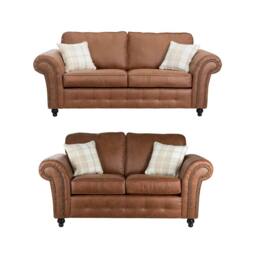 LUXURY LIFE Oakland Suede Fabric Sofa Set in Tan - thumbnail 2