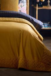 Laurence Llewelyn-Bowen 'Siena' Quilted Velvet Bedspread in Yellow - thumbnail 2