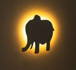 Marco Paul Elephant Wall Night Light Kids Safari Nursery Nightlight Children's Lamp Gift in White - thumbnail 1