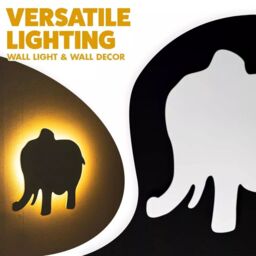Marco Paul Elephant Wall Night Light Kids Safari Nursery Nightlight Children's Lamp Gift in White - thumbnail 6