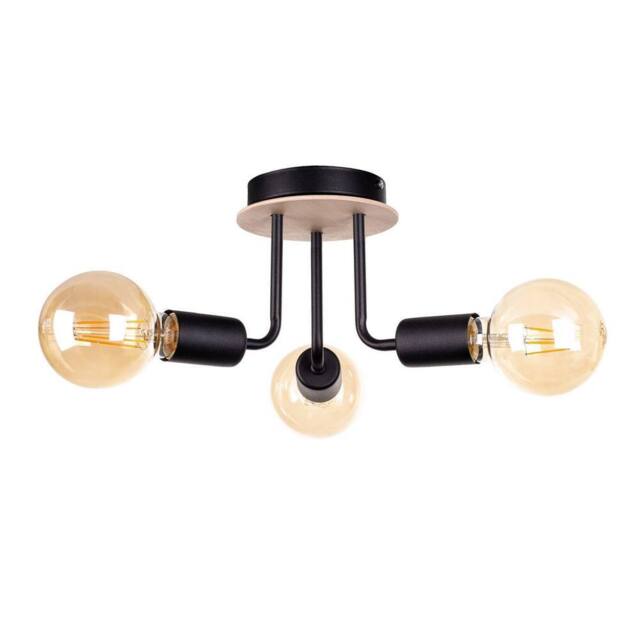 Netlighting Luna Multi Arm Semi Flush Ceiling Light Wood Black 25cm 3x E27