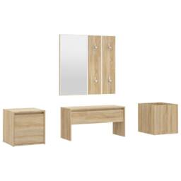Berkfield Home Hallway Furniture Set Sonoma Oak Engineered Wood in Beige - thumbnail 2