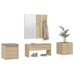 Berkfield Home Hallway Furniture Set Sonoma Oak Engineered Wood in Beige - thumbnail 4