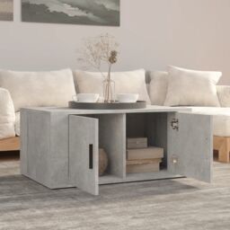 Berkfield Home Coffee Table Concrete Grey 80x50x36 cm Engineered Wood - Size: 80 x 50 x 36 cm - thumbnail 3