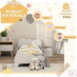 AIYAPLAY Cloud-Themed Toddler Bed with Safety Rails, 143.5 x 74.5 x 56cm in White - Size: 1 Pack - thumbnail 5
