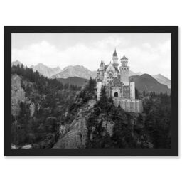 Artery8 Vintage Photo Neuschwanstein Castle Bavaria Germany A4 Artwork Framed Wall Art Print in Black - thumbnail 1