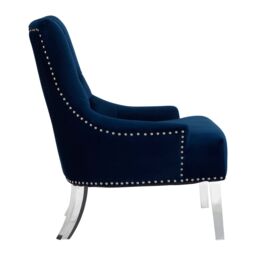 Orsina Button Tufted Blue Velvet Accent Chair, Contemporary Chair With Acrylic Legs, Blue Chair For Living Room - thumbnail 4