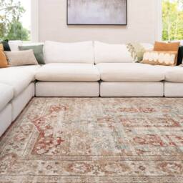 Kukoon Terracotta Beige Traditional Medallion Living Room Area Rug - Size: 280 cm x 380 cm - thumbnail 2