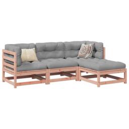 Berkfield Home 4 Piece Garden Sofa Set Solid Wood Douglas Fir in Brown - thumbnail 1