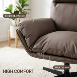 HOMCOM Accent Chair with 360° Swivel in Dark Brown - Size: Armchair - thumbnail 6