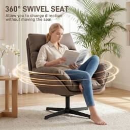 HOMCOM Accent Chair with 360° Swivel in Dark Brown - Size: Armchair - thumbnail 4