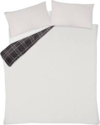 Smart Living Luxury Check Printed Flannel Fleece Duvet Cover with Pillowcases in Grey - Size: King - thumbnail 5