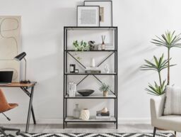 FurnitureboxUK Ashton Industrial Black Metal Box Shelf Unit With 5 Scratch Resistant Melamine Coated Shelves Supporting 10KG Each in Off-White - thumbnail 2