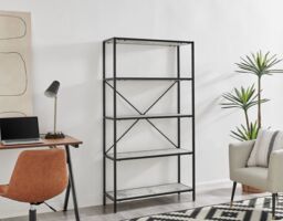 FurnitureboxUK Ashton Industrial Black Metal Box Shelf Unit With 5 Scratch Resistant Melamine Coated Shelves Supporting 10KG Each in Off-White - thumbnail 3