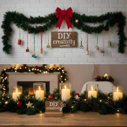 Shatchi 16M Alaskan Green Christmas Garland - Thick, Bushy Festive Décor - thumbnail 7