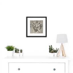 Artery8 Huys 1555 Decorative Ornamental Mask Design Engraving 8X8 Inch Square Wooden Framed Wall Art Print Picture with Mount in Black - thumbnail 2
