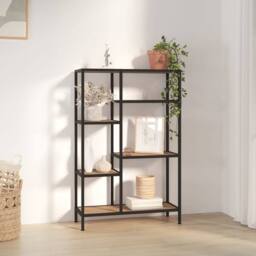 Berkfield Home Practical Book Shelf 80x30x120 cm Steel & Engineered Wood in Brown - Size: 80 x 30 x 120 cm - thumbnail 2