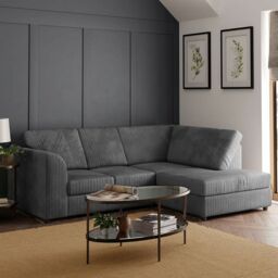 Furniture 786 Jumbo Cord Full Back 4 Seater Sofa Right Hand Facing Corner Sofa in Grey - thumbnail 1