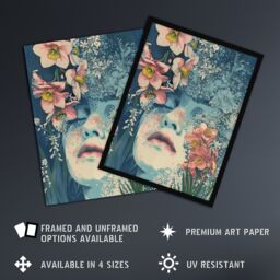 "Artery8 Wall Art Print in Pink Daffodils Boho Hippy Soft Narcissus Art Framed Poster in Black - Size: W12"" x H16""" - thumbnail 2