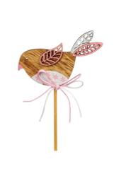 KDMD Pink Kiki Wooden Bird Flower Pick - thumbnail 2