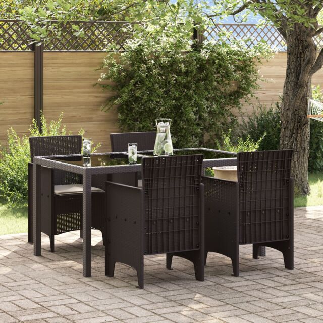 Berkfield Home Garden Chairs with Cushions 4 pcs Brown Poly Rattan - image 1