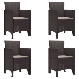 Berkfield Home Garden Chairs with Cushions 4 pcs Brown Poly Rattan - thumbnail 2