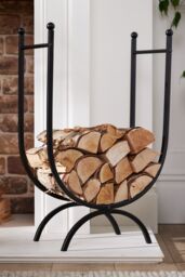 Dibor Contemporary Fireplace Freestanding Large Iron Black U Shape Fireside Firewood Log Holder, Log Storage Rack - thumbnail 2